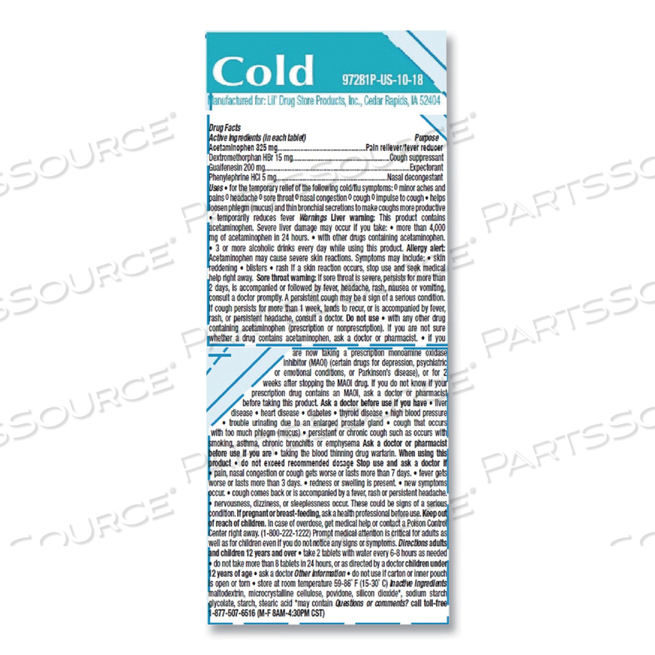 SEVERE COLD TABLETS, REFILL PACK, TWO TABLETS/PACKET, 50 PACKETS/BOX 