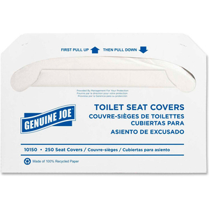 TOILET SEAT COVERS - WHITE, 250/PK, by Genuine Joe