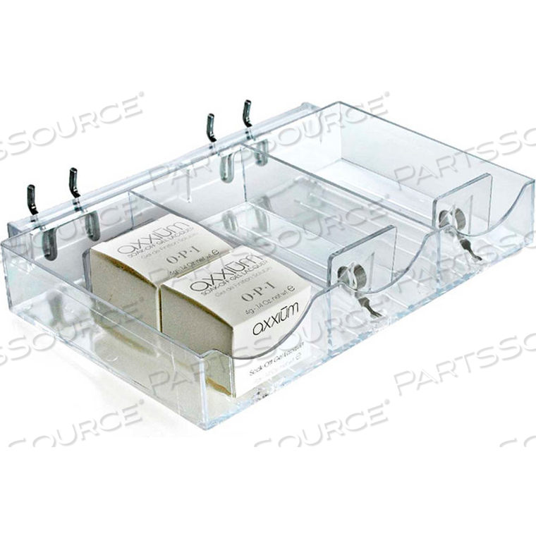 3 SECTION TRAY W/PUSHERS & TRACKS-9.125"W X 1.5"H X 5.8125"D - CLR - PKG QTY 2 by Azar International