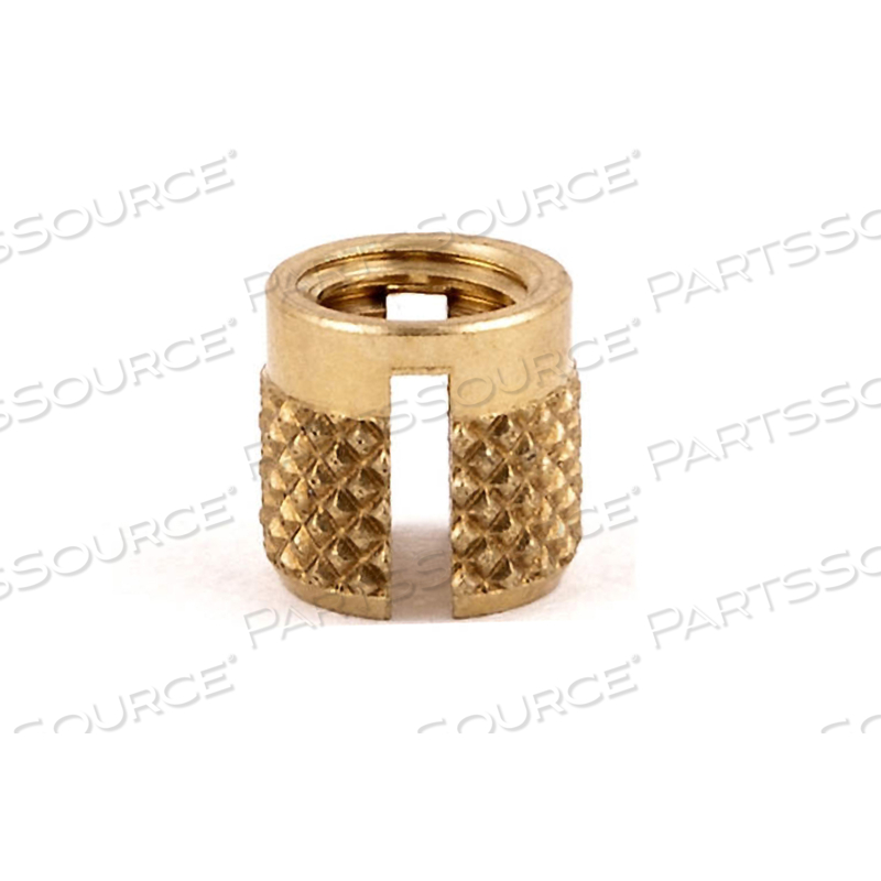 PRESS INSERT, #8-32 THREAD SIZE, 1/4 IN OVERALL LG, 15/64 IN DIA, BRASS, PLAIN, FLUSH FLANGE by E-Z Lok