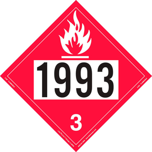 FLAMMABLE LIQUID PLACARD, UN 1993, PERMANENT VINYL, 25/PACK by Labelmaster