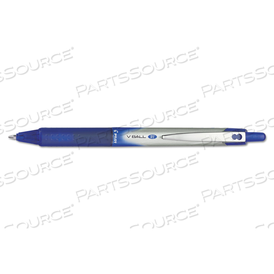 VBALL RT LIQUID INK ROLLER BALL PEN, RETRACTABLE, FINE 0.7 MM, BLUE INK, BLUE/WHITE BARREL by Pilot