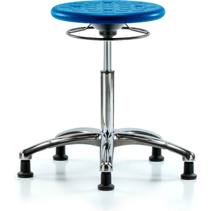 BLUE RIDGE ERGONOMICS CLEANROOM STOOL WITH GLIDES - MEDIUM BENCH HEIGHT - BLUE by E Com Inc BLUE RIDGE ERGONOMICS CLEANROOM STOOL WITH GLIDES - MEDIUM BENCH HEIGHT - BLUE by E Com Inc