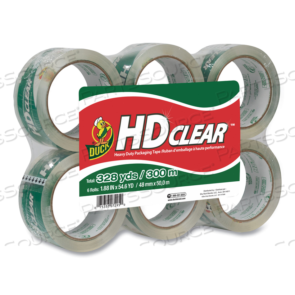 HEAVY-DUTY CARTON PACKAGING TAPE, 3" CORE, 1.88" X 55 YDS, CLEAR by Duck