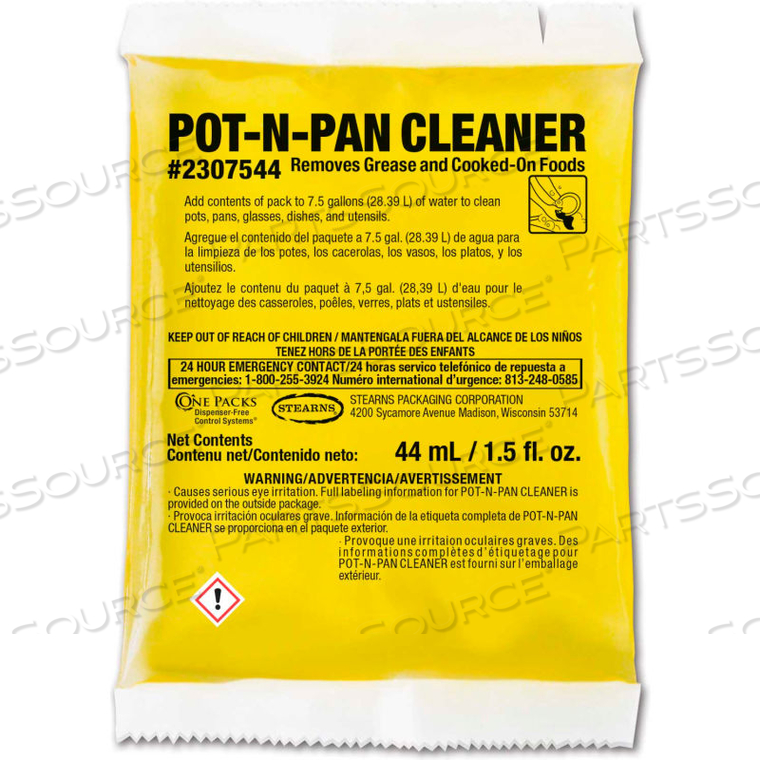 POT' N' PAN CLEANER - 1.5 OZ PACKS, 100 PACKS/CASE by Stearns Packaging Corporation POT' N' PAN CLEANER - 1.5 OZ PACKS, 100 PACKS/CASE by Stearns Packaging Corporation