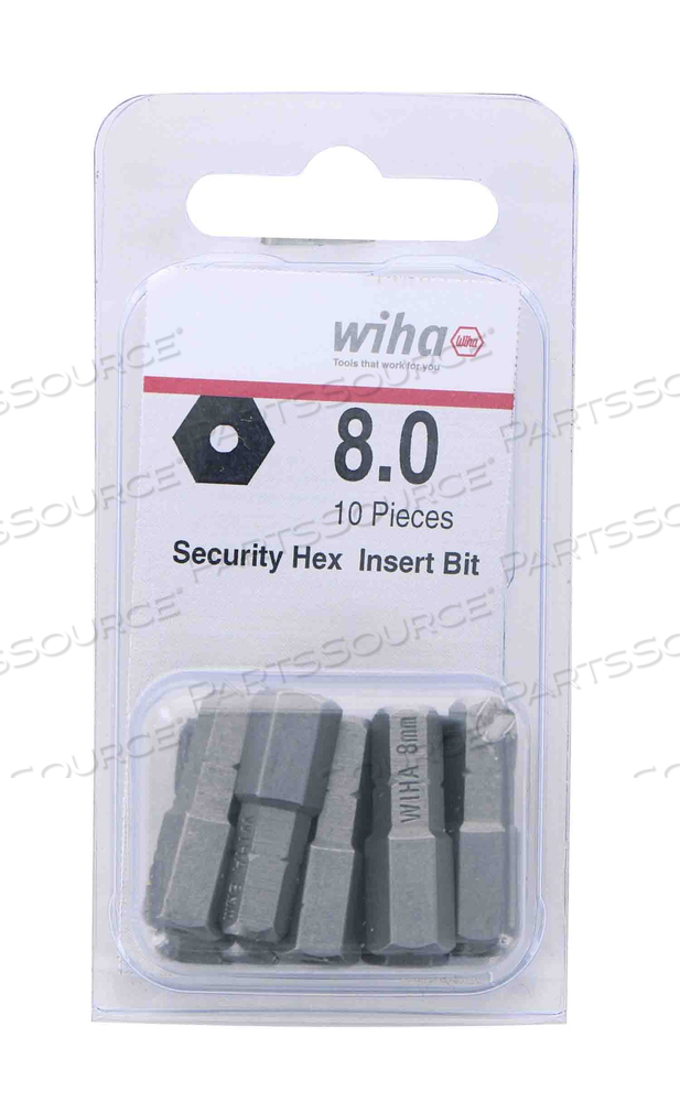 STANDARD BIT HEX SECURITY 8.0 X 25MM - 10 PACK by Wiha Tools
