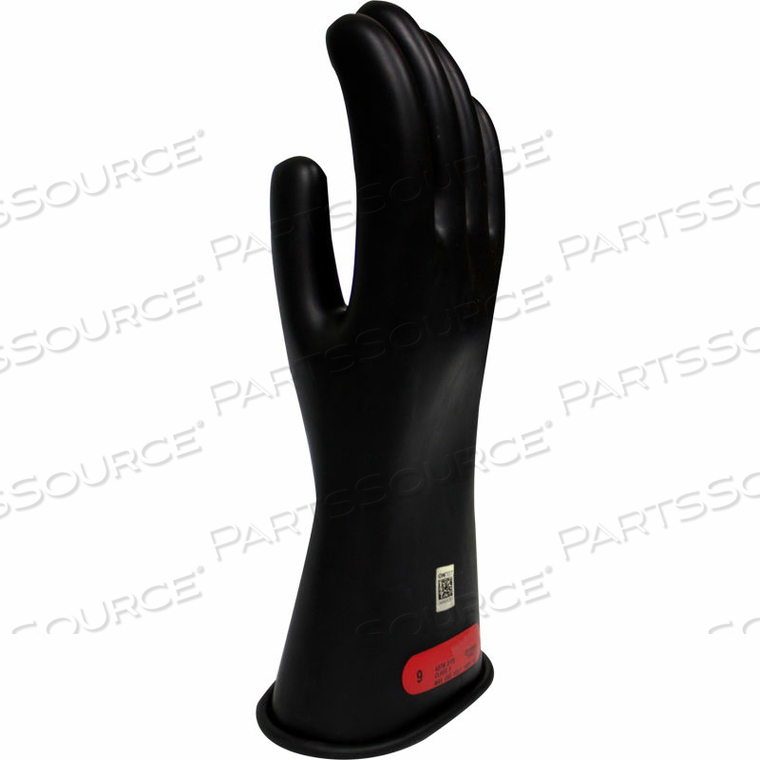 ARCGUARD CLASS 0 RUBBER VOLTAGE GLOVES, BLACK, SIZE 9 by National Safety Apparel