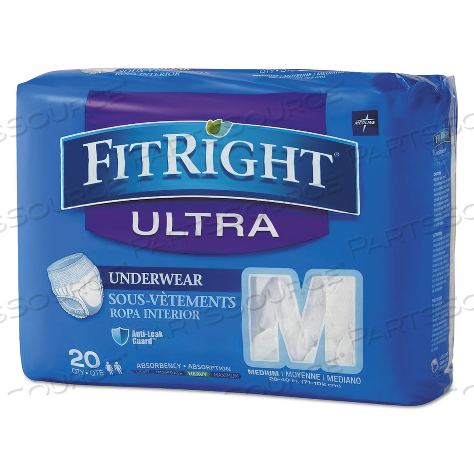 FITRIGHT ULTRA PROTECTIVE UNDERWEAR, MEDIUM, 28" TO 40" WAIST by Medline Industries, Inc. FITRIGHT ULTRA PROTECTIVE UNDERWEAR, MEDIUM, 28" TO 40" WAIST by Medline Industries, Inc.