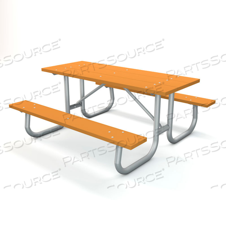 6' RECYCLED PLASTIC RECTANGULAR PICNIC TABLE WITH GALVANIZED FRAME, CEDAR by Jayhawk Plastics 6' RECYCLED PLASTIC RECTANGULAR PICNIC TABLE WITH GALVANIZED FRAME, CEDAR by Jayhawk Plastics