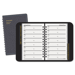 TELEPHONE/ADDRESS BOOK, 4.78 X 8, BLACK SIMULATED LEATHER, 100 SHEETS by At-A-Glance