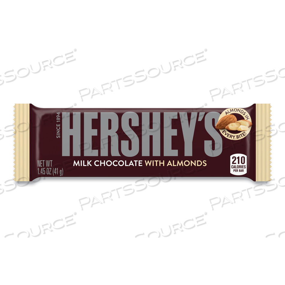 MILK CHOCOLATE WITH ALMONDS, 1.45 OZ BAR, 36/BOX 