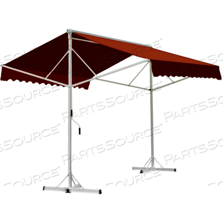 RETRACTABLE AWNING FREE STANDING MANUAL 10'W X 16'D X 8'H TERRA COTTA 