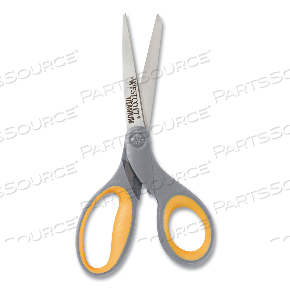 TITANIUM BONDED SCISSORS, 8" LONG, 3.5" CUT LENGTH, GRAY/YELLOW STRAIGHT HANDLE by Westcott
