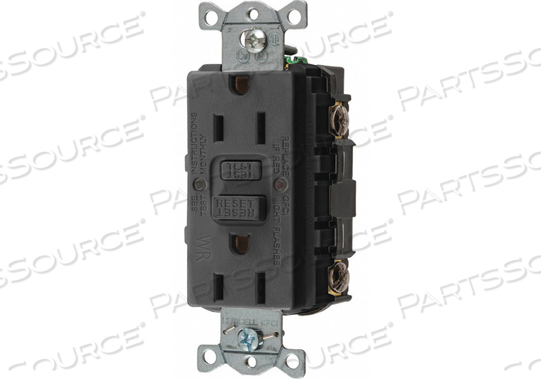 GFCI RCEPTCLE COMMER. BLK 15A 0.5 HP by Hubbell Incorporated, Wiring Device-Kellums GFCI RCEPTCLE COMMER. BLK 15A 0.5 HP by Hubbell Incorporated, Wiring Device-Kellums