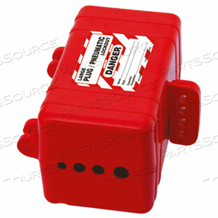 PLUG-PNEUMATIC LOCKOUT, RED, 4-HOLE by ZING Green Safety Products PLUG-PNEUMATIC LOCKOUT, RED, 4-HOLE by ZING Green Safety Products