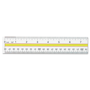 ACRYLIC DATA HIGHLIGHT READING RULER WITH TINTED GUIDE, 15" LONG, CLEAR/YELLOW by Westcott ACRYLIC DATA HIGHLIGHT READING RULER WITH TINTED GUIDE, 15" LONG, CLEAR/YELLOW by Westcott