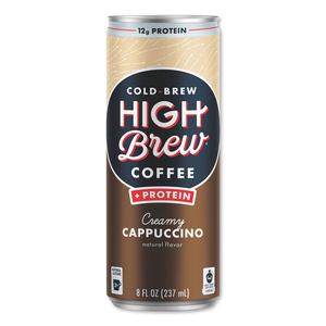 COLD BREW COFFEE + PROTEIN, CREAMY CAPPUCCINO, 8 OZ CAN, 12/PACK by HIGH Brew Coffee