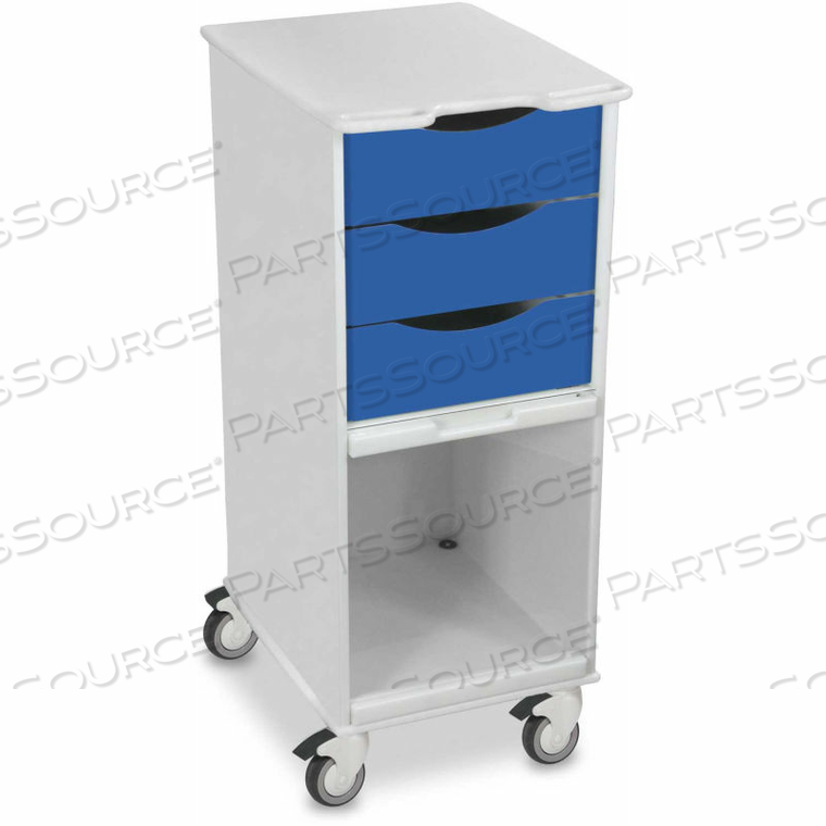 CORE SP SPACE SAVING LAB CART WITH CLEAR SLIDING DOOR, 15"W X 19"D X 35"H, GLOBAL BLUE by TrippNT, Inc CORE SP SPACE SAVING LAB CART WITH CLEAR SLIDING DOOR, 15"W X 19"D X 35"H, GLOBAL BLUE by TrippNT, Inc