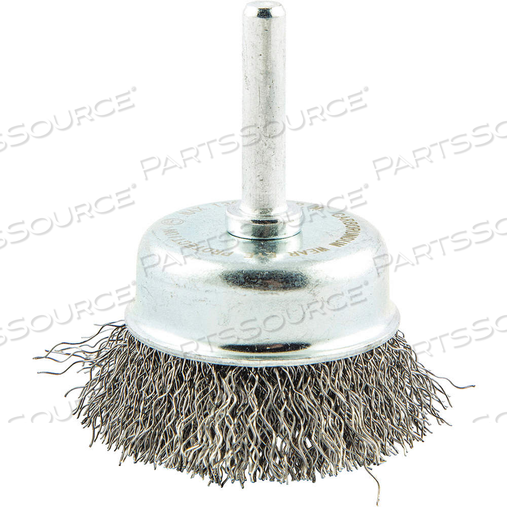 CUP BRUSH, CRIMPED STEEL, 1 3/4 IN BRUSH DIA, 1/4 IN SHANK, 0.012 IN FILL DIA by Approved Vendor