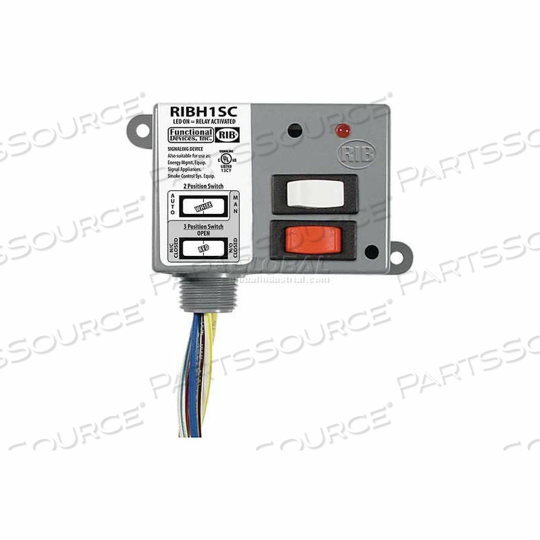 ENCLOSED RELAY / 10A / SPDT / 10-30VAC / DC / 208-277VAC / OVERRIDE by RIB