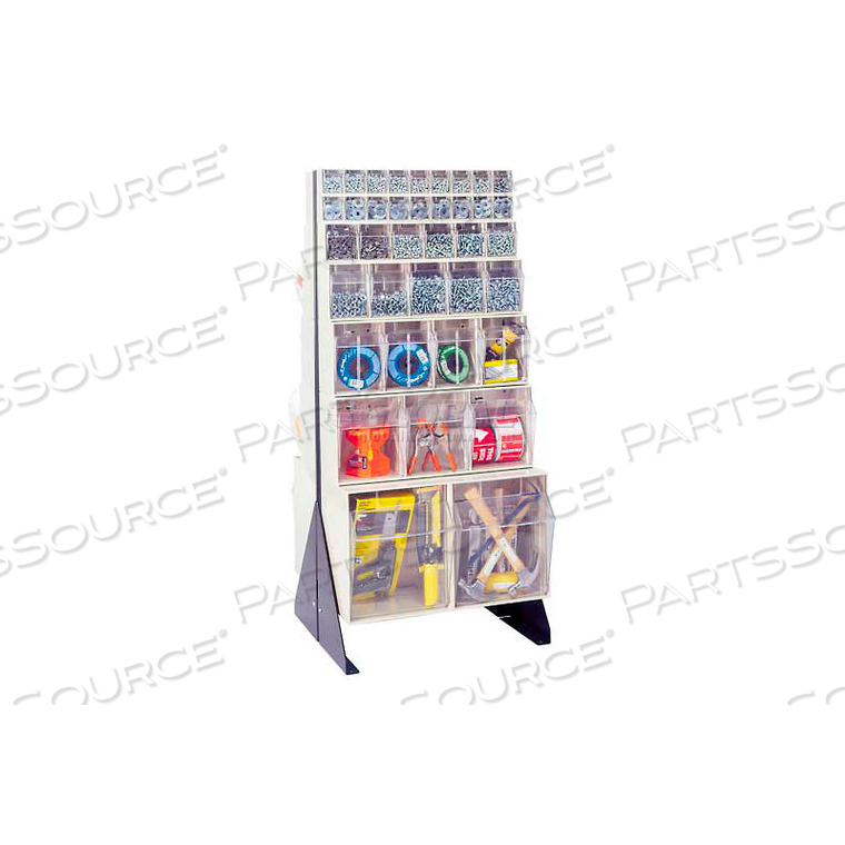 TIP OUT BIN FLOOR STAND QFS248-76- DOUBLE SIDED 48" H GRAY by Quantum Storage Systems TIP OUT BIN FLOOR STAND QFS248-76- DOUBLE SIDED 48" H GRAY by Quantum Storage Systems