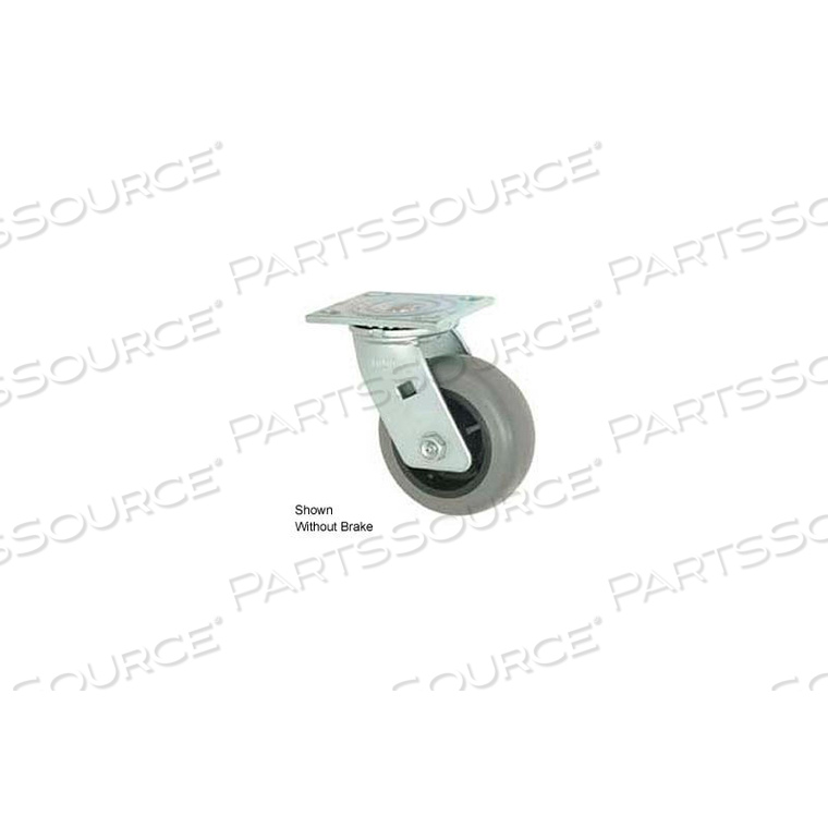 SWIVEL PLATE CASTER 8" TPR WHEEL WITH BRAKE by Faultless Caster SWIVEL PLATE CASTER 8" TPR WHEEL WITH BRAKE by Faultless Caster