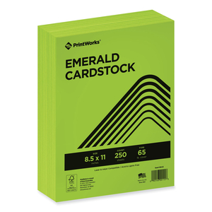 COLOR CARDSTOCK, 65 LB COVER WEIGHT, 8.5 X 11, EMERALD GREEN, 250/REAM by PrintWorks Professional