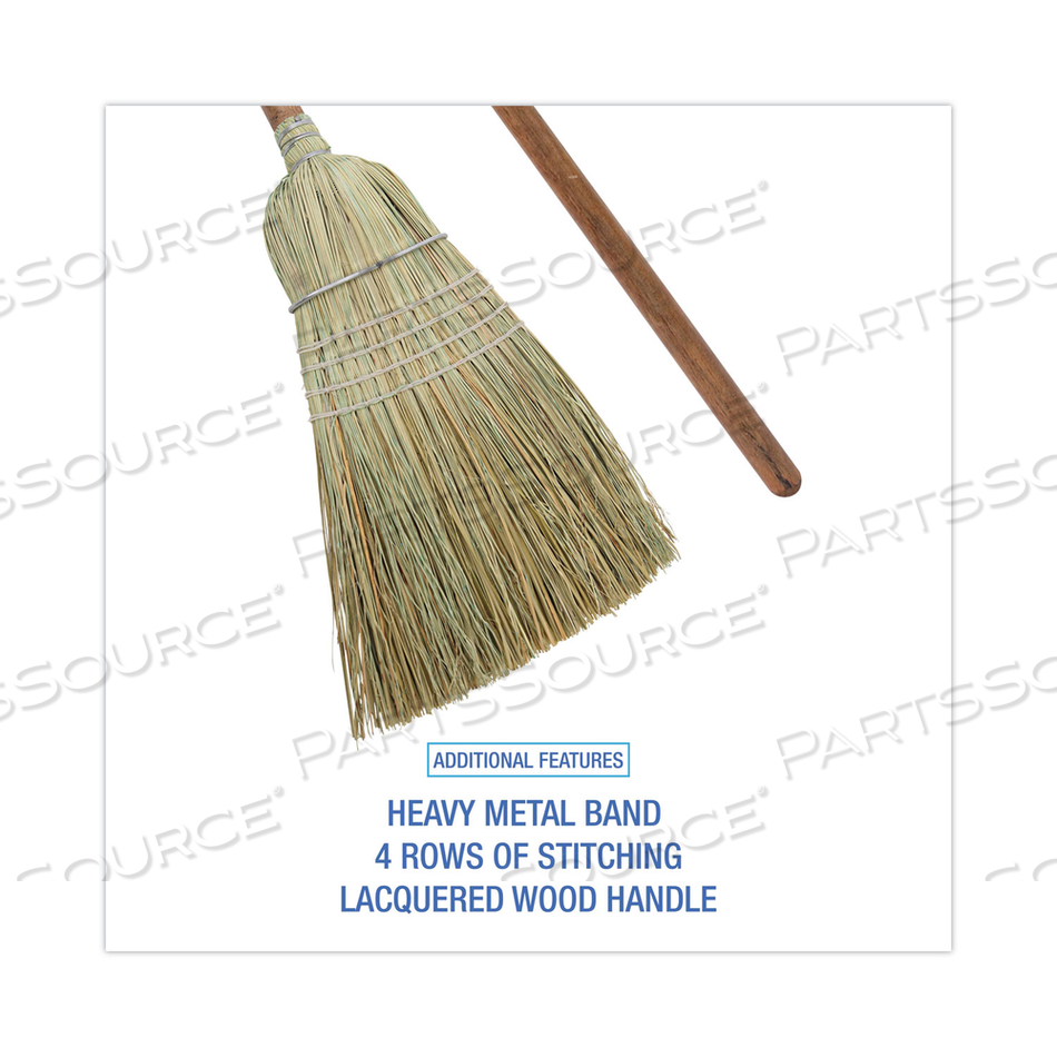 CORN/FIBER BROOMS, CORN/SYNTHETIC FIBER BRISTLES, 60" OVERALL LENGTH, GRAY/NATURAL by Boardwalk