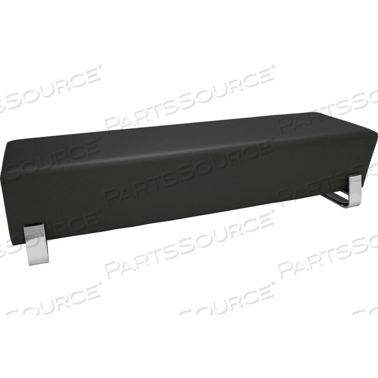 AXIS SERIES CONTEMPORARY TRIPLE SEATING BENCH, TEXTURED VINYL WITH CHROME BASE, IN MIDNIGHT 