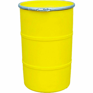 55 GALLON PLASTIC DRUM SS-OH-55 - OPEN HEAD WITH PLAIN LID - LEVER LOCK - YELLOW by US Roto Molding