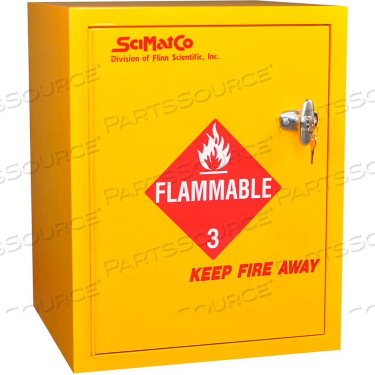 6 GALLON, BENCH FLAMMABLE CABINET, SELF-CLOSING, 16-3/4"W X 15-3/4"D X 21-1/4"H by Scimatco 6 GALLON, BENCH FLAMMABLE CABINET, SELF-CLOSING, 16-3/4"W X 15-3/4"D X 21-1/4"H by Scimatco