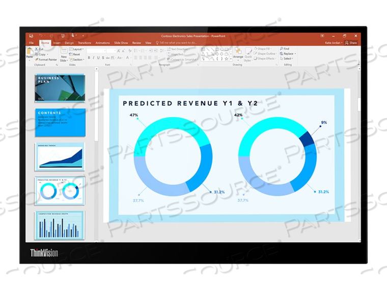 THINKVISION M14D, LED MONITOR, 14", PORTABLE, 2240 X 1400 2.2K @ 60 HZ, IPS, 375 CD/M¦, 1500:1, 6 MS, 2XUSB-C, RAVEN BLACK by Lenovo