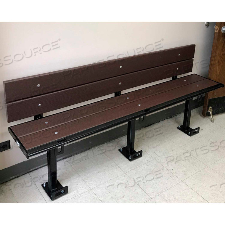 6-FT.COMPOSITE LUMBER SEATING WITH STEEL FRAME, WITH BACKREST - CHOCOLATE BROWN by Prisoner Bench LLC