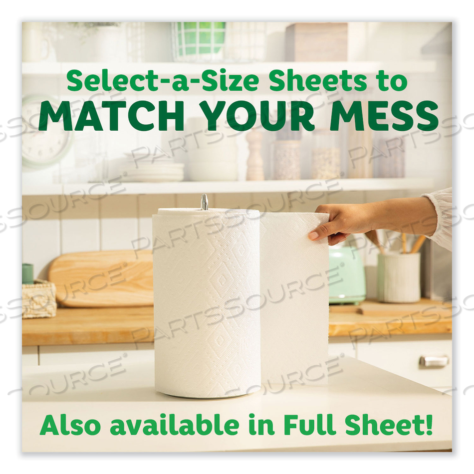 SELECT-A-SIZE KITCHEN ROLL PAPER TOWELS, 2-PLY, 5.9 X 11, WHITE, 74 SHEETS/ROLL, 12 ROLLS/CARTON 