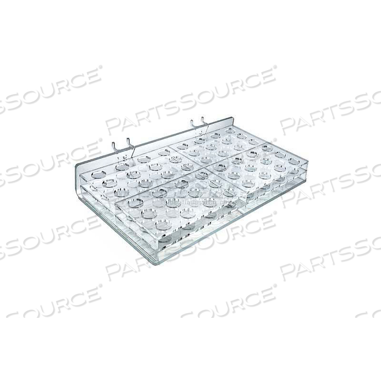48-SLOT MASCARA & COSMETIC TRAY, PGBRD/SLATWALL, 12" X 2", ACRYLIC - PKG QTY 2 by Azar International