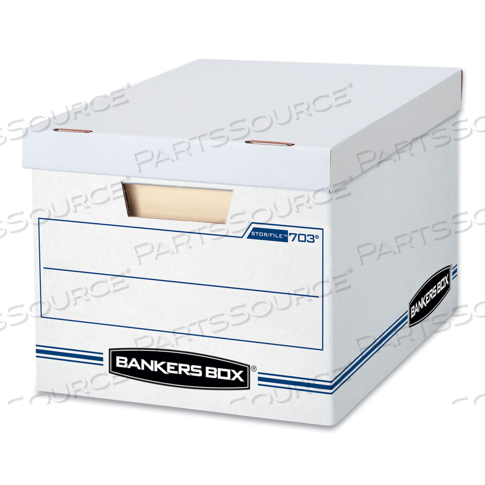 STOR/FILE BASIC-DUTY STORAGE BOXES, LETTER/LEGAL FILES, 12.5" X 16.25" X 10.5", WHITE/BLUE by Bankers Box STOR/FILE BASIC-DUTY STORAGE BOXES, LETTER/LEGAL FILES, 12.5" X 16.25" X 10.5", WHITE/BLUE by Bankers Box