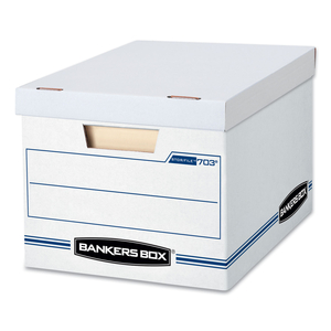 BANKERS BOX STOR/FILE BASIC-DUTY, STORAGE BOX, FOR LETTER, LEGAL, WHITE, BLUE (PACK OF 4) by Bankers Box