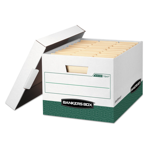 R-KIVE HEAVY-DUTY STORAGE BOXES, LETTER/LEGAL FILES, 12.75" X 16.5" X 10.38", WHITE/GREEN by Bankers Box
