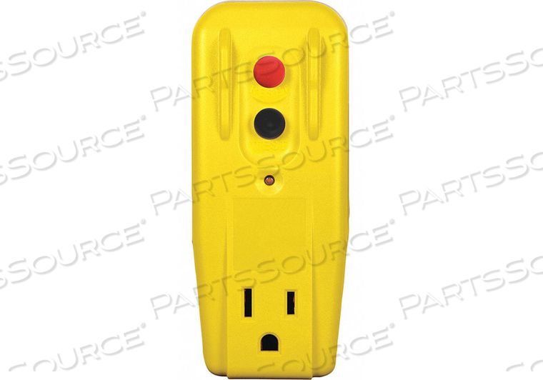 PLUG-IN GFCI WITHOUT CORD, CORD LENGTH NO CORD, COLOR YELLOW, MAX. AMPS 15 A, PLUG CONFIGURATION NEMA 5-15P, RECEPTACLE CONFIGURATION NEMA 5 by Power First PLUG-IN GFCI WITHOUT CORD, CORD LENGTH NO CORD, COLOR YELLOW, MAX. AMPS 15 A, PLUG CONFIGURATION NEMA 5-15P, RECEPTACLE CONFIGURATION NEMA 5 by Power First