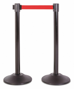 STEEL STANCHION BLACK 7.5FT RED BELT PR by US Weight