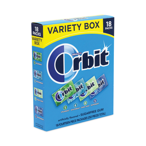 SUGAR-FREE CHEWING GUM VARIETY BOX, FOUR MINT FLAVORS, 14 PIECES/PACK, 18 PACKS/BOX by Orbit