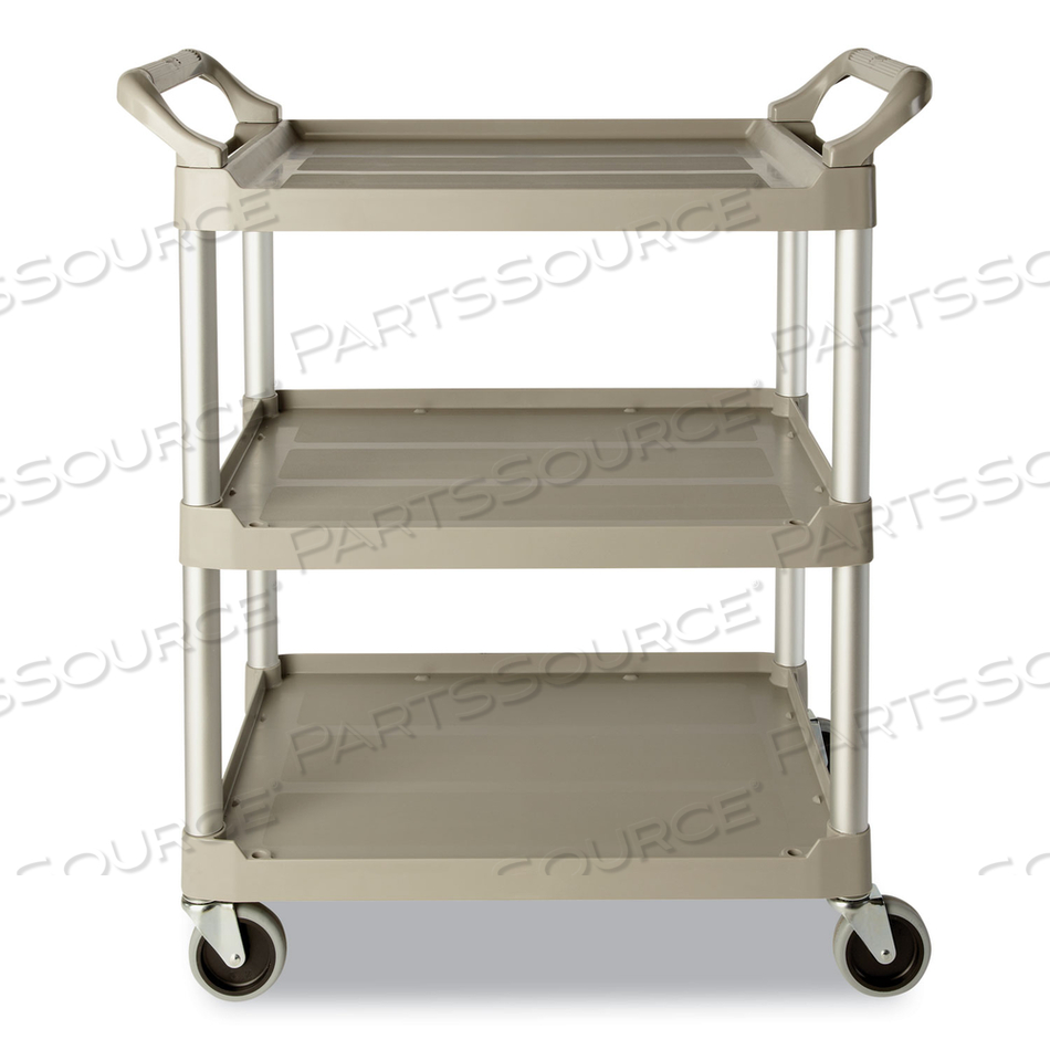 THREE-SHELF SERVICE CART, PLASTIC, 3 SHELVES, 200 LB CAPACITY, 18.63" X 33.63" X 37.75", OFF-WHITE by Rubbermaid Medical Division