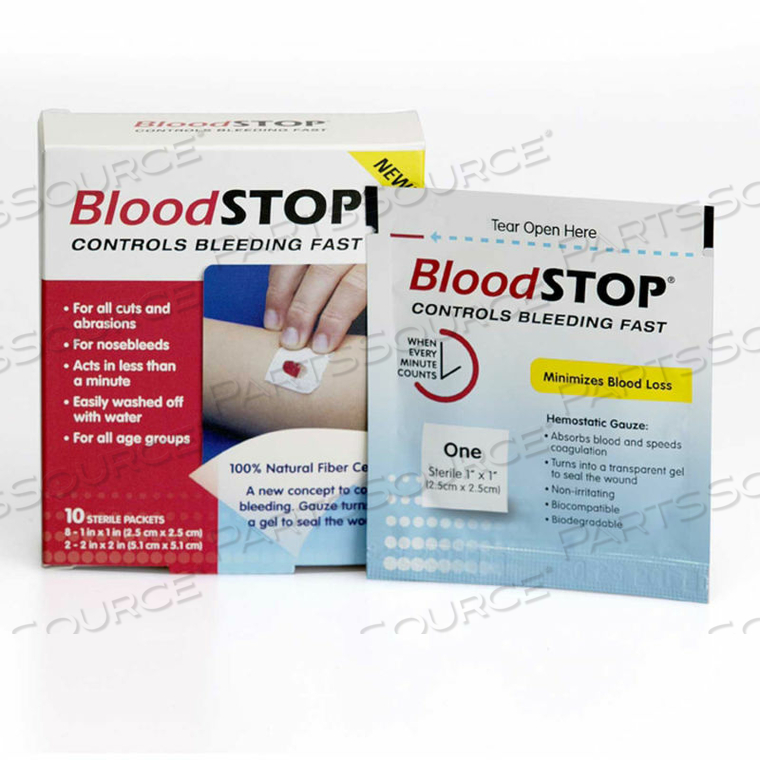 BLOODSTOP HEMOSTATIC MATRIX FOR EXTERNAL WOUNDS 4" X 4", 10/PER BOX 