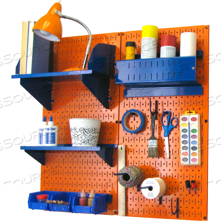 PEGBOARD HOBBY CRAFT ORGANIZER STORAGE KIT, ORANGE/BLUE, 32" X 32" X 9" by Wall Control Pegboard