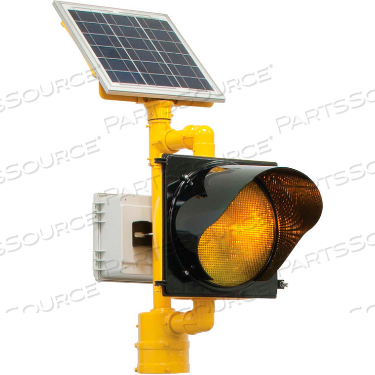 BLINKERBEACON SOLAR FLASHING LED BEACON, AMBER LENS, YELLOW HOUSING 