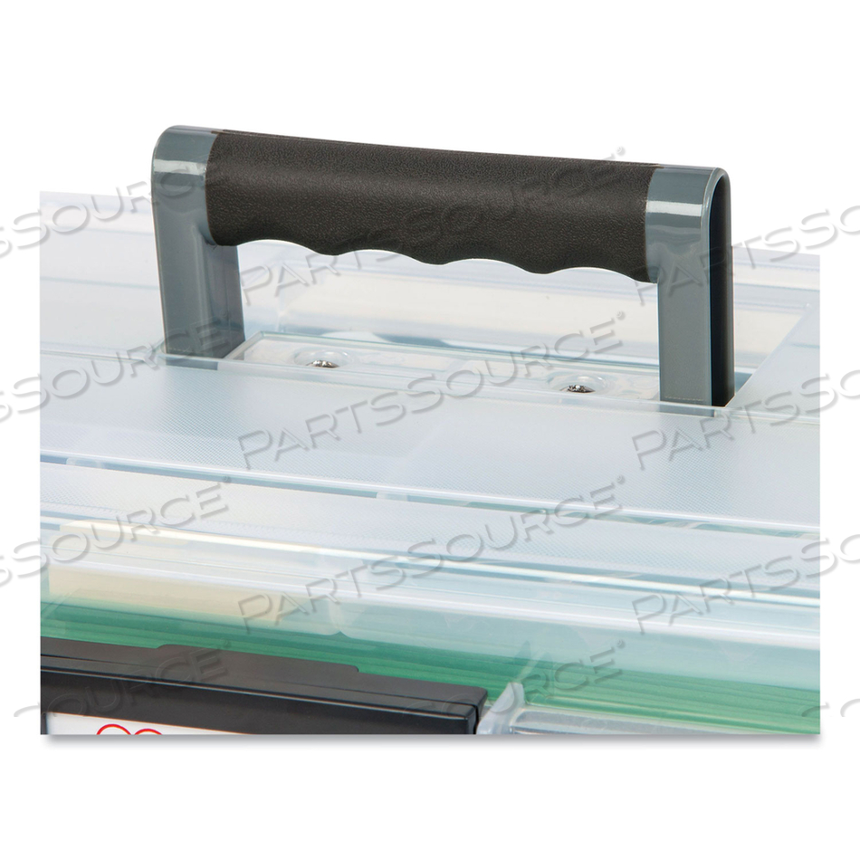 WEATHERTIGHT PORTABLE FILE BOX, LETTER FILES, 13.7 X 10.4 X 11.8, CLEAR/GRAY ACCENTS by Iris USA, Inc WEATHERTIGHT PORTABLE FILE BOX, LETTER FILES, 13.7 X 10.4 X 11.8, CLEAR/GRAY ACCENTS by Iris USA, Inc