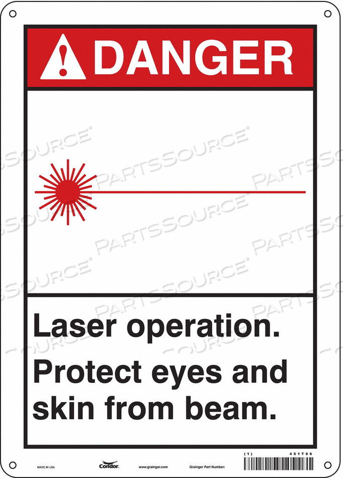 SAFETY SIGN, VERTICAL RECTANGLE, NUMBER OF PRINTED SIDES 1, ENGLISH, SIGN FORMAT ANSI/OSHA FORMAT, SIGN LEGEND LASER OPERATION. PROTECT EYES by Condor SAFETY SIGN, VERTICAL RECTANGLE, NUMBER OF PRINTED SIDES 1, ENGLISH, SIGN FORMAT ANSI/OSHA FORMAT, SIGN LEGEND LASER OPERATION. PROTECT EYES by Condor