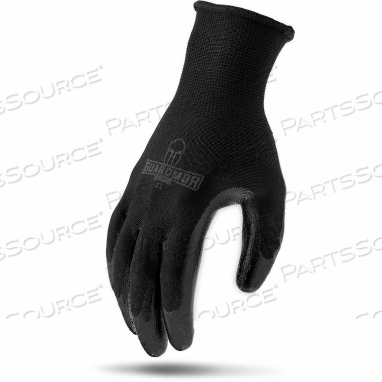 POLY TEXTURED NITRILE COATED GLOVE, BLACK, X-LARGE, 12 PAIRS/PKG 