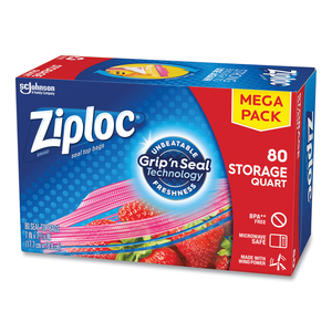 SEAL TOP BAGS, 1 QT, 7.44" X 7", CLEAR, 80/BOX by Ziploc