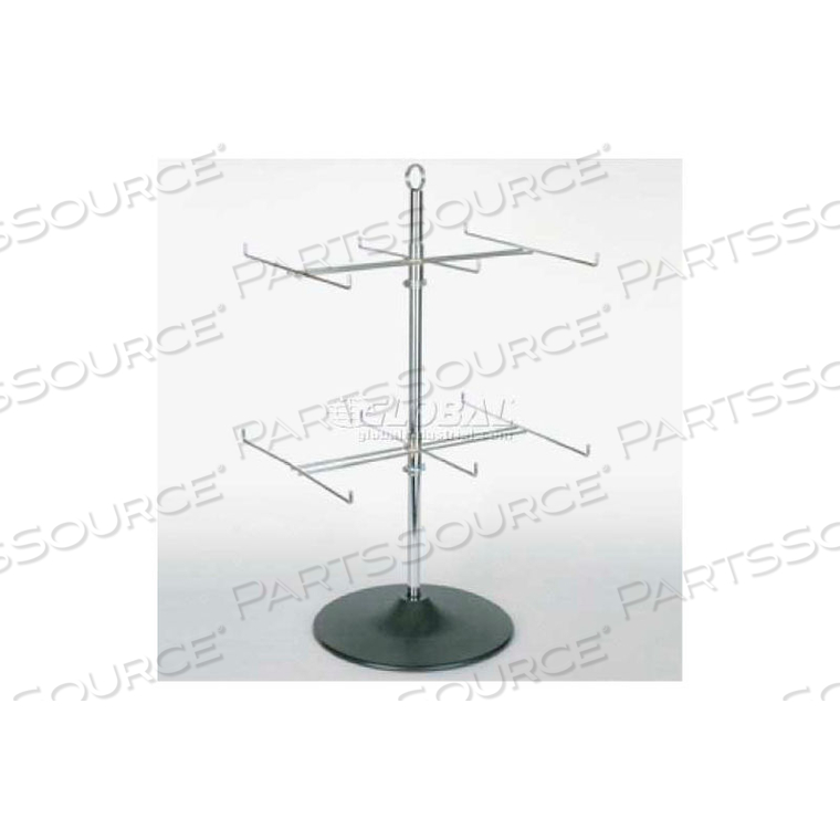 ECONOMY WIRE DISPLAY, 2 TIER SPINNER, CHROME/BLACK by Amko Displays LLC